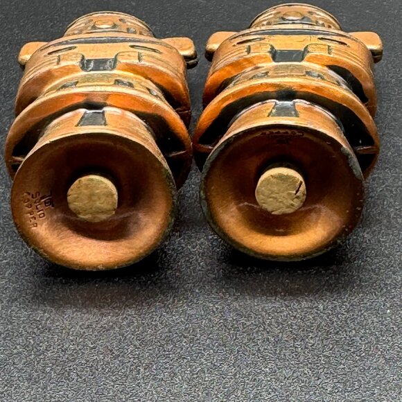 Vintage Metal Copper Salt and Pepper Shakers Inca Kachina Totem Native Eclectic - Picture 4 of 5